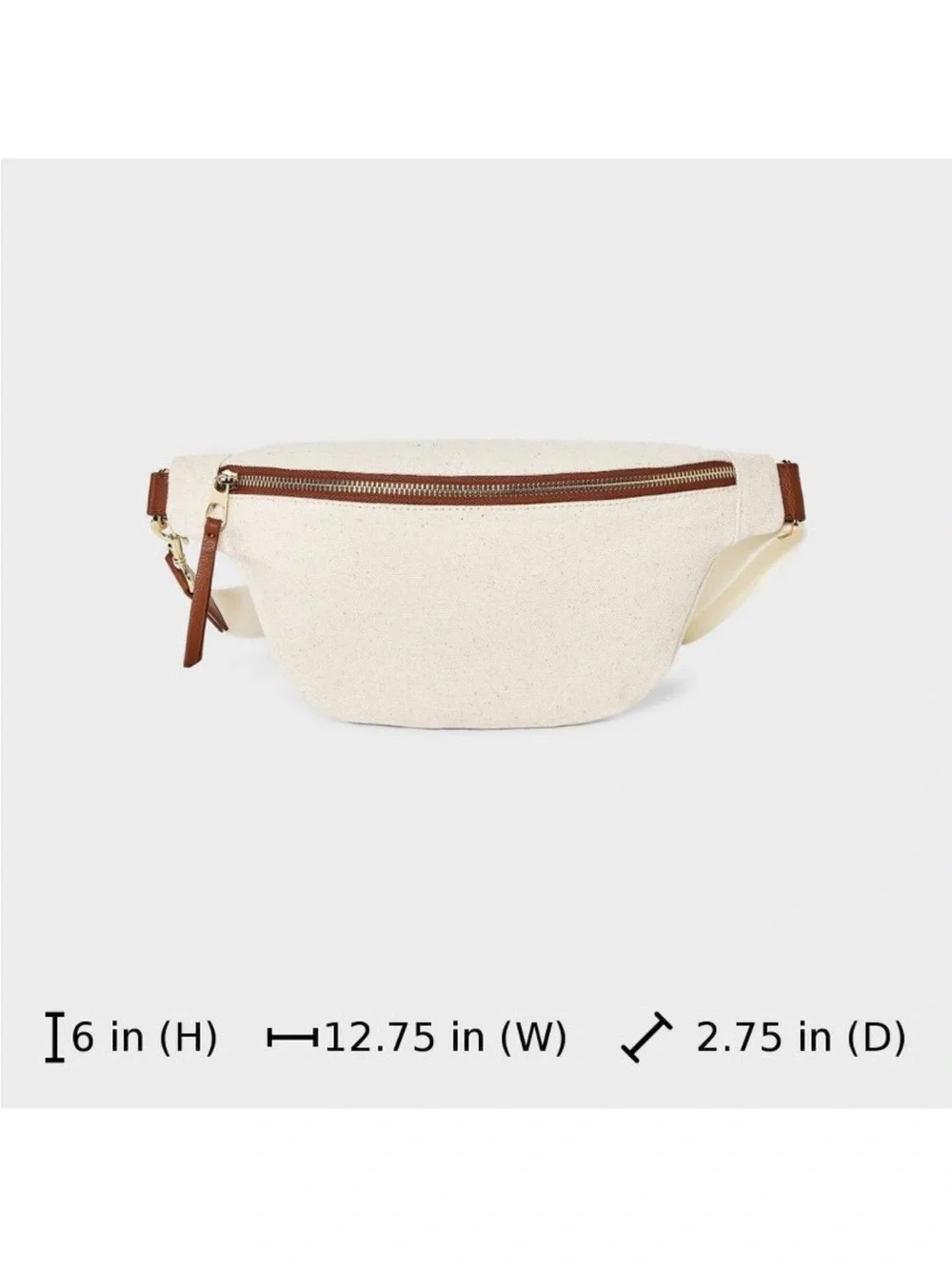 Universal Thread Cream Canvas Crossbody Belt Bag with Brown Trim